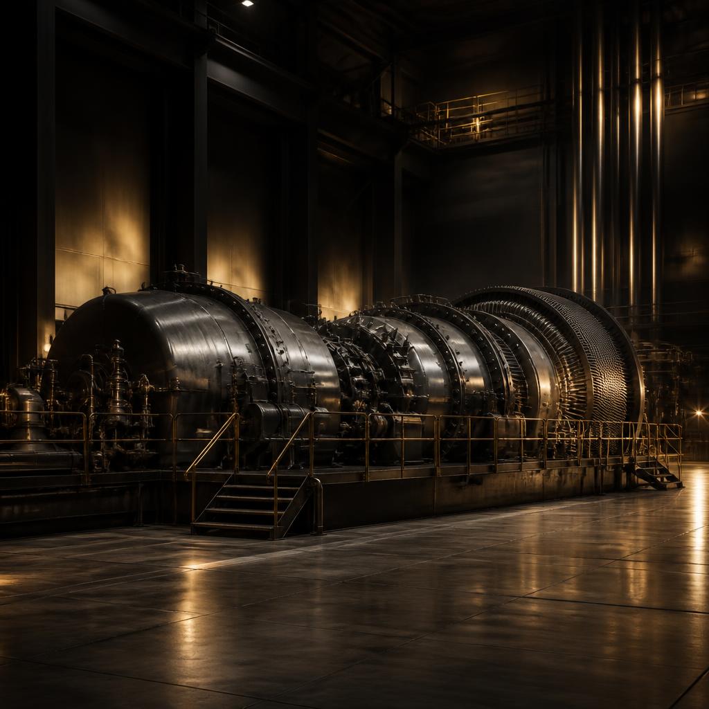 Heavy-duty power generation machinery in an industrial facility